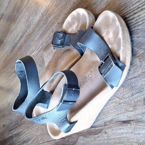 Papillio Black Strap Wedge Sandal Size 5 - Picture 2 of 8